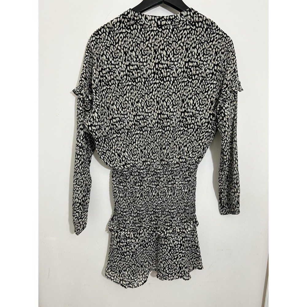 NWT Aqua Animal Print Smocked Mini Dress Chiffon Tasseled Party Chic Size XS - Picture 5 of 11